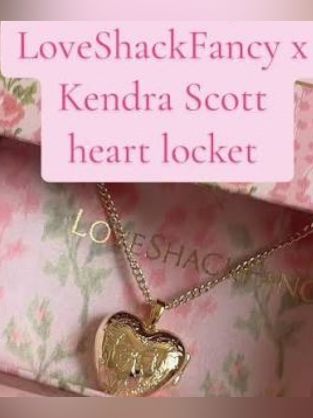 NEW Kendra Scott x LoveShackFancy Heart Locket Necklace in Gold